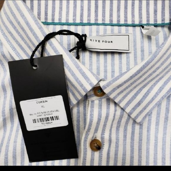 Five Four Corbin Pinstriped Mens Dress Shirt - Picture 5 of 7